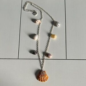 Silver Hawaiian sunrise shell charm necklace